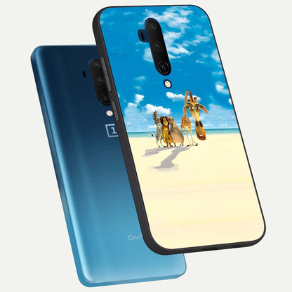  Tropical Fun Squad phone case For OnePlus 7T Pro showing premium glass back cover with detailed artwork