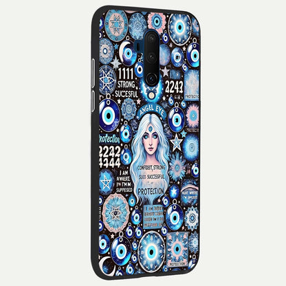  Angel Aura Shield back cover For OnePlus 7T Pro slim fit glass case with vibrant aesthetic design