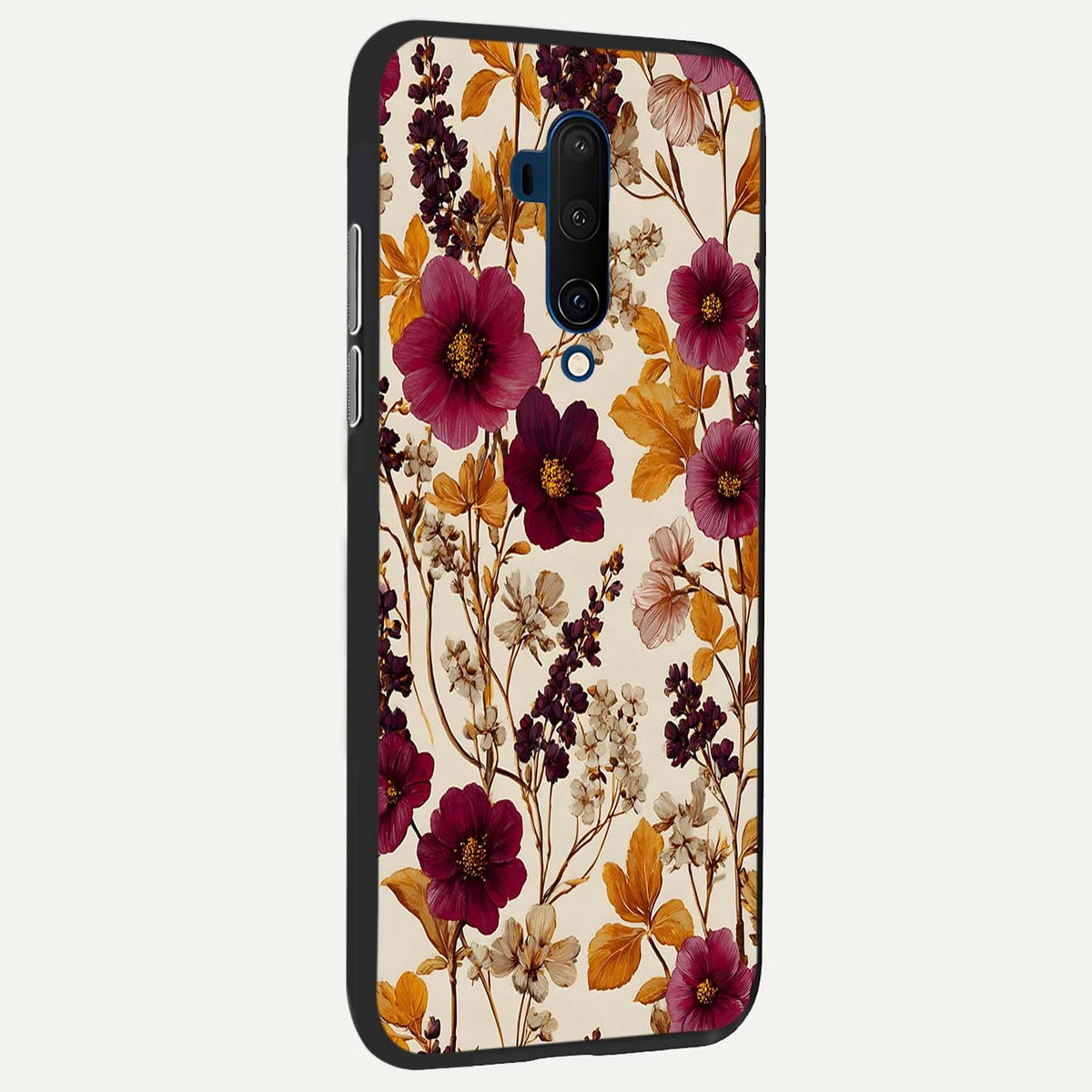  Autumn Wine Bloom back cover For OnePlus 7T Pro slim fit glass case with vibrant aesthetic design