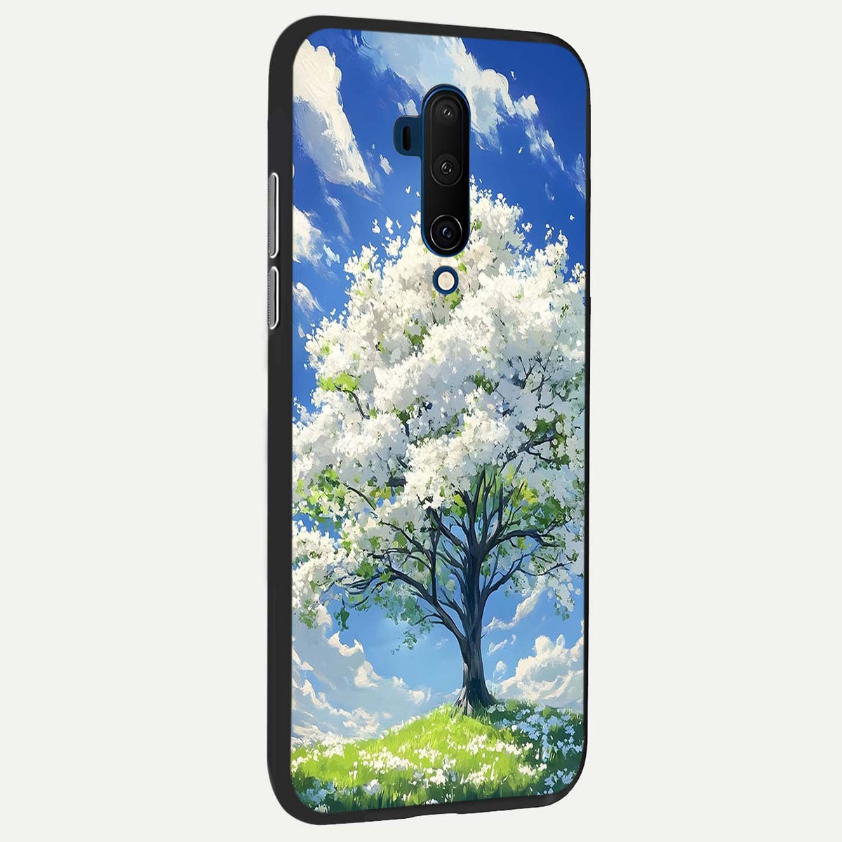  Blossom Sky Serenity back cover For OnePlus 7T Pro slim fit glass case with vibrant aesthetic design