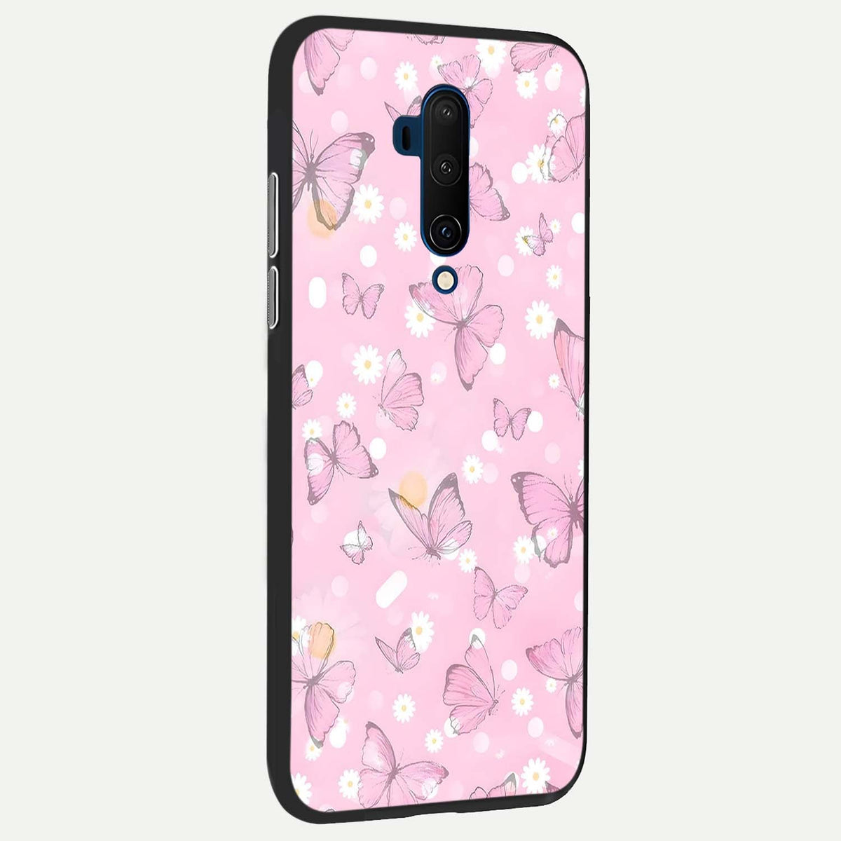  Blush Butterfly Garden back cover For OnePlus 7T Pro slim fit glass case with vibrant aesthetic design