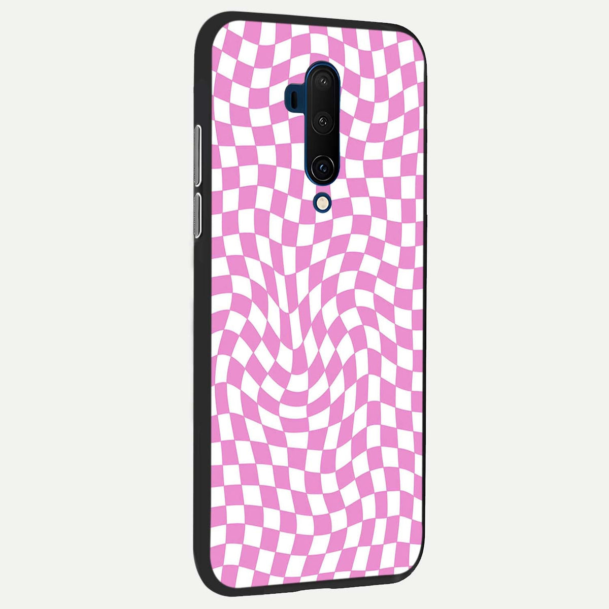  Bubblegum Check Wave back cover For OnePlus 7T Pro slim fit glass case with vibrant aesthetic design