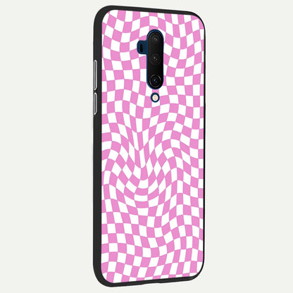  Bubblegum Check Wave back cover For OnePlus 7T Pro slim fit glass case with vibrant aesthetic design