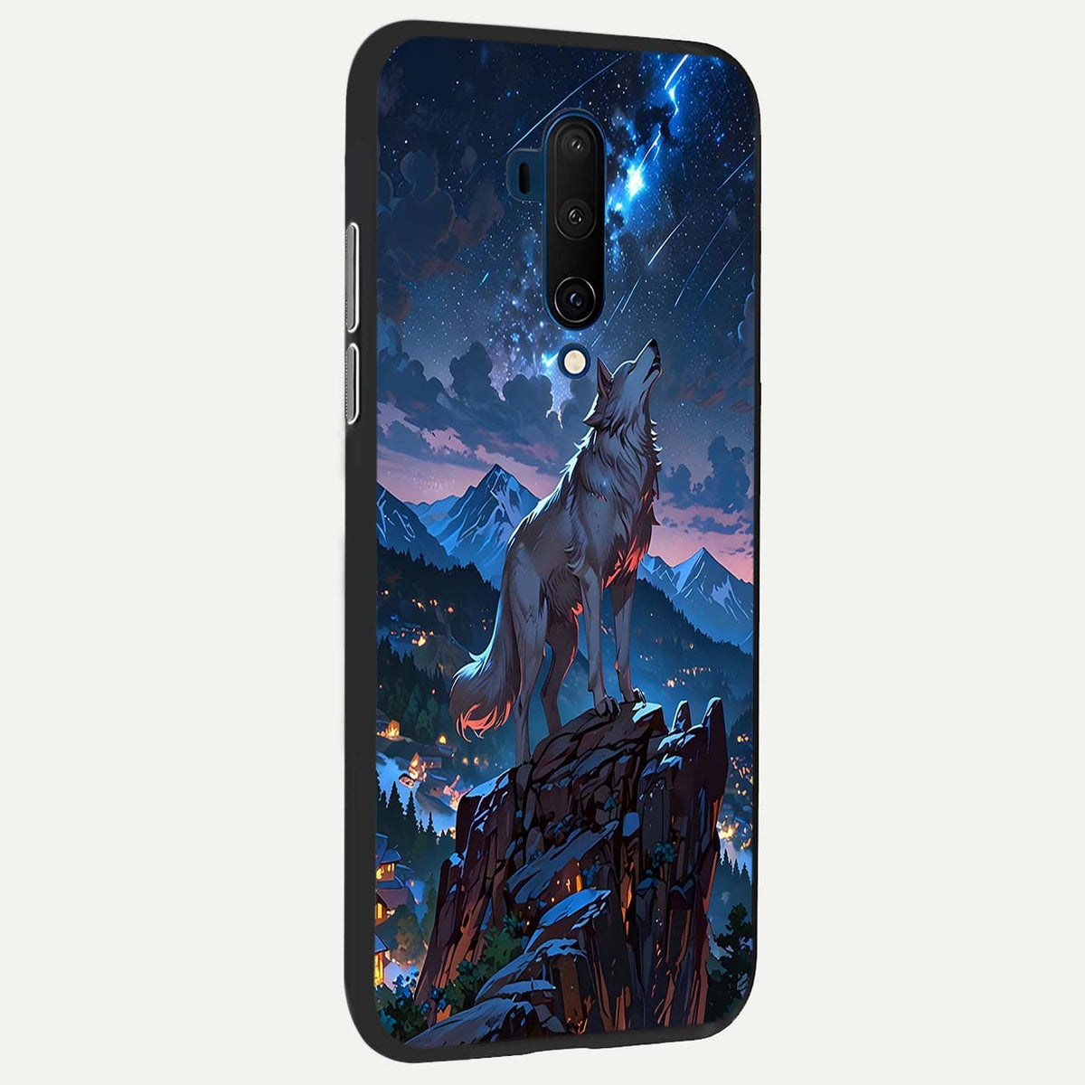 Celestial Wolf Howl back cover For OnePlus 7T Pro slim fit glass case with vibrant aesthetic design