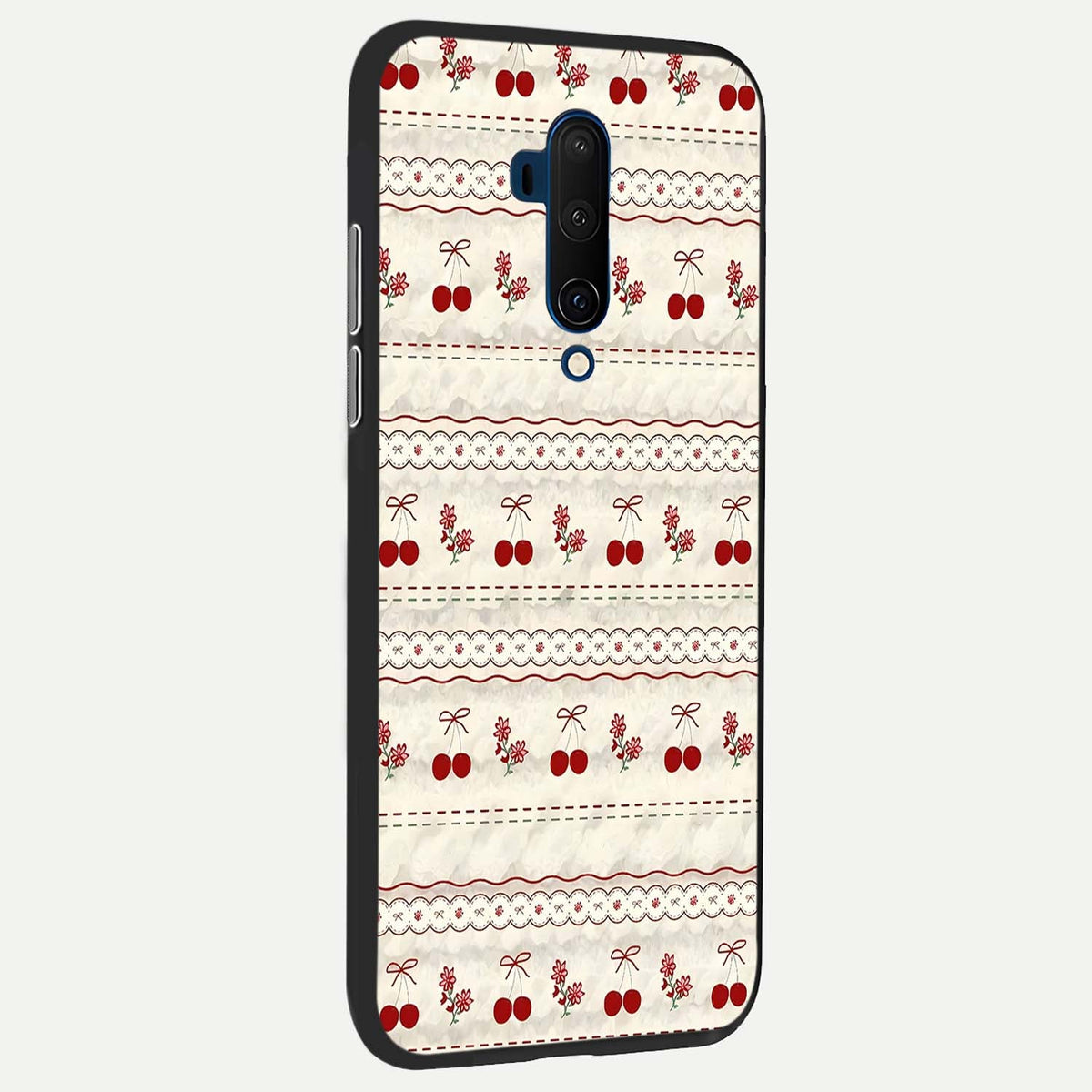  Cherry Bloom Charm back cover For OnePlus 7T Pro slim fit glass case with vibrant aesthetic design