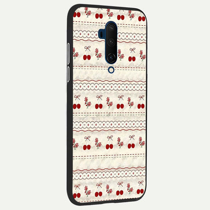 Cherry Bloom Charm back cover For OnePlus 7T Pro slim fit glass case with vibrant aesthetic design