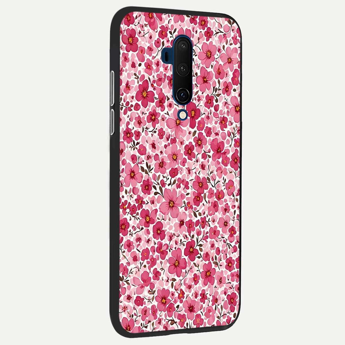  Cherry Blossom Charm back cover For OnePlus 7T Pro slim fit glass case with vibrant aesthetic design