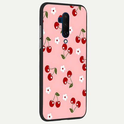  Cherry Love Mood back cover For OnePlus 7T Pro slim fit glass case with vibrant aesthetic design