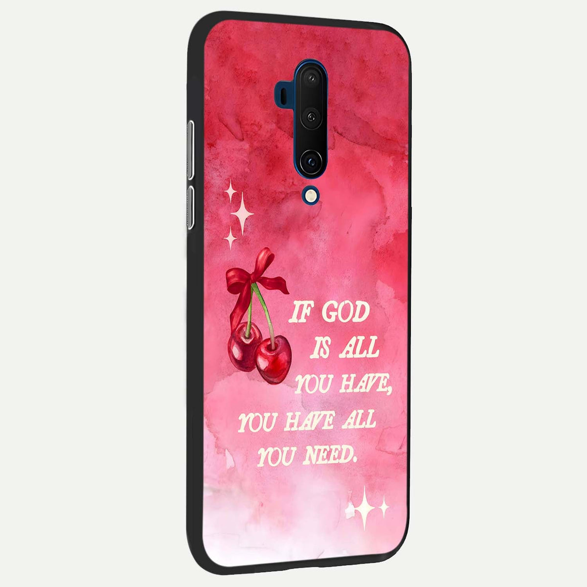  Cherry Quote back cover For OnePlus 7T Pro slim fit glass case with vibrant aesthetic design