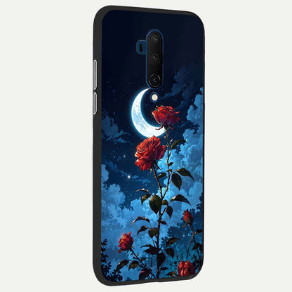  Crimson Rose Moon back cover For OnePlus 7T Pro slim fit glass case with vibrant aesthetic design