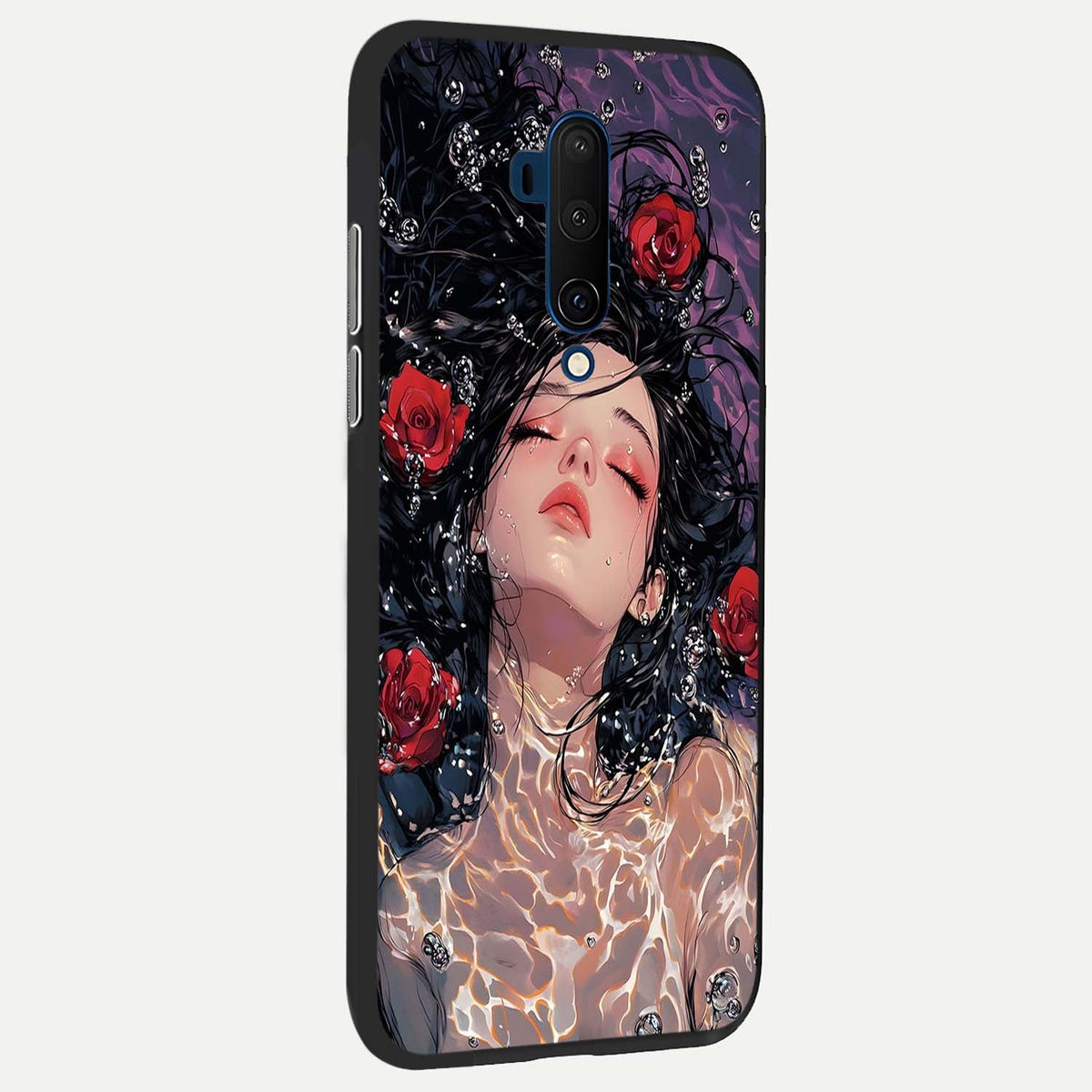  Crimson Rose Serenity back cover For OnePlus 7T Pro slim fit glass case with vibrant aesthetic design