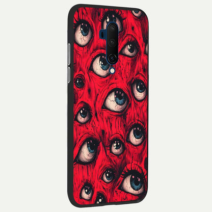  Crimson Watch Eyes back cover For OnePlus 7T Pro slim fit glass case with vibrant aesthetic design