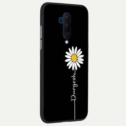  Custom Name White Flower back cover For OnePlus 7T Pro slim fit glass case with vibrant aesthetic design