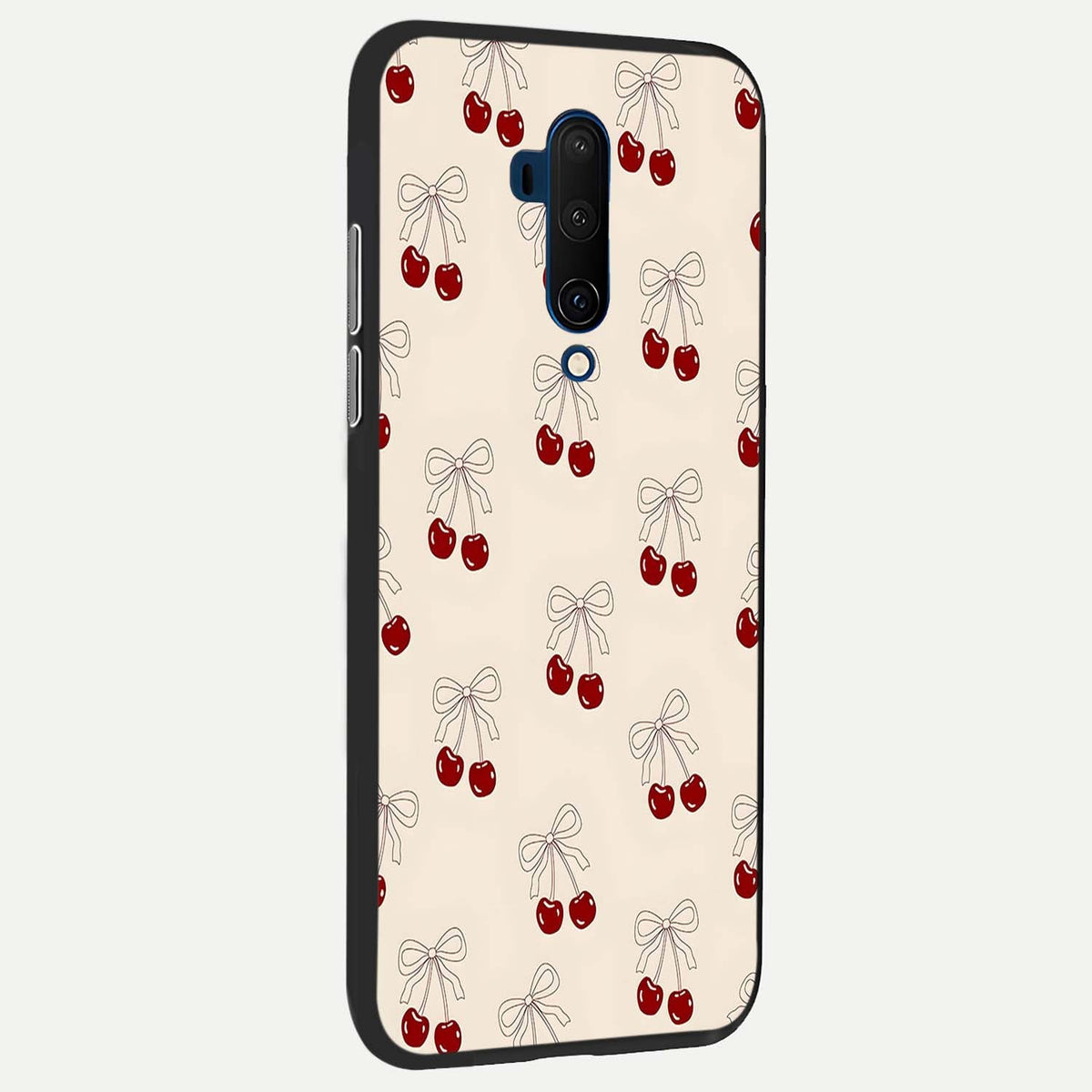  Cute Cherry Pattern back cover For OnePlus 7T Pro slim fit glass case with vibrant aesthetic design