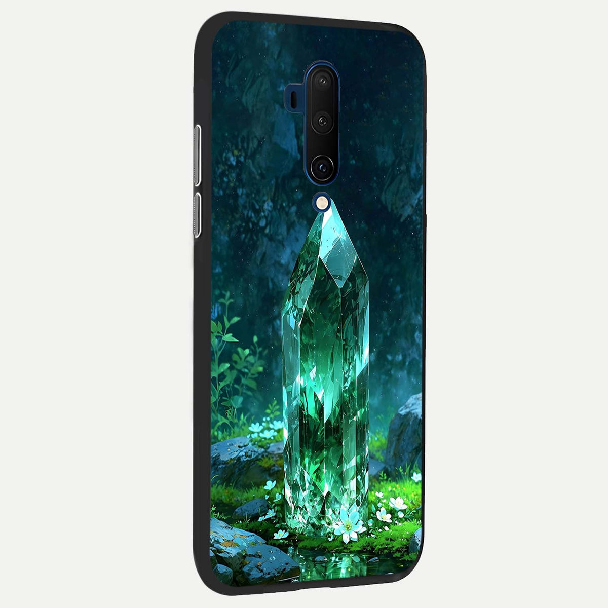  Emerald Light Crystal back cover For OnePlus 7T Pro slim fit glass case with vibrant aesthetic design