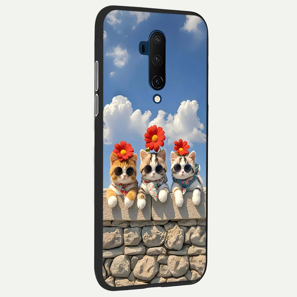  Floral Kitty Squad back cover For OnePlus 7T Pro slim fit glass case with vibrant aesthetic design