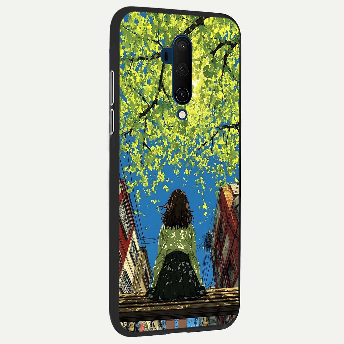  Golden Leaves Glow back cover For OnePlus 7T Pro slim fit glass case with vibrant aesthetic design