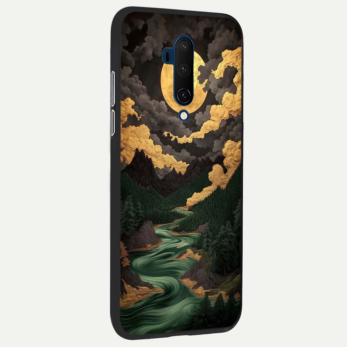  Golden River Moon back cover For OnePlus 7T Pro slim fit glass case with vibrant aesthetic design