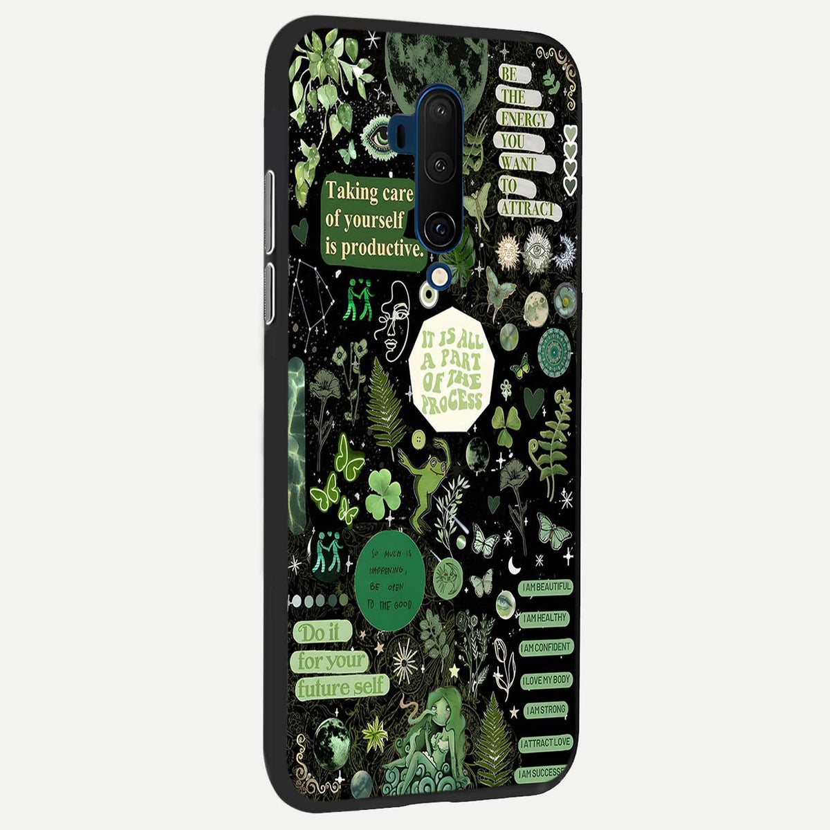  Green Mandala Pattern back cover For OnePlus 7T Pro slim fit glass case with vibrant aesthetic design