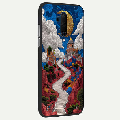  Heavenly Moon Path back cover For OnePlus 7T Pro slim fit glass case with vibrant aesthetic design