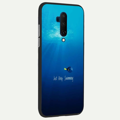  Just Keep Swimming back cover For OnePlus 7T Pro slim fit glass case with vibrant aesthetic design