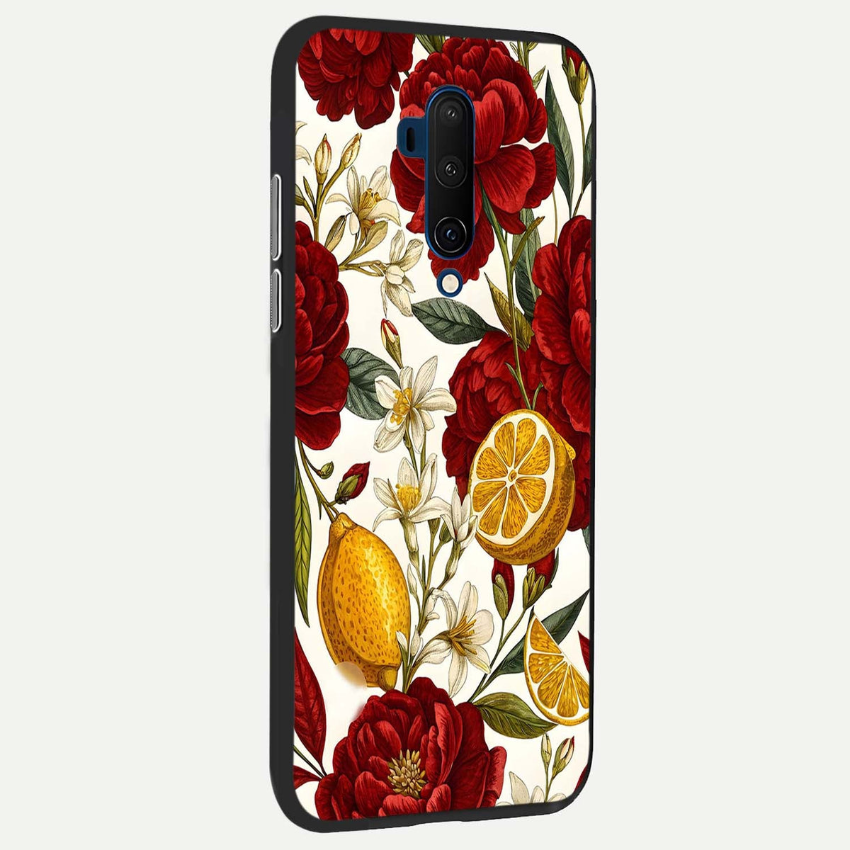  Lemon Rose Charm back cover For OnePlus 7T Pro slim fit glass case with vibrant aesthetic design