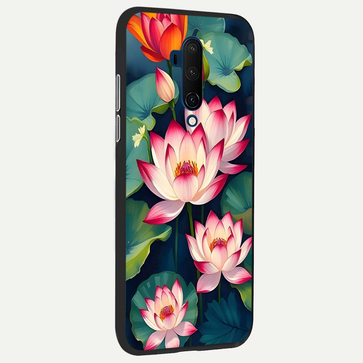  Lotus Dream Serenity back cover For OnePlus 7T Pro slim fit glass case with vibrant aesthetic design