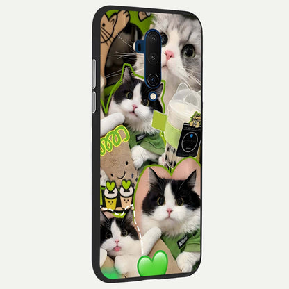  Matcha Cats Mood back cover For OnePlus 7T Pro slim fit glass case with vibrant aesthetic design