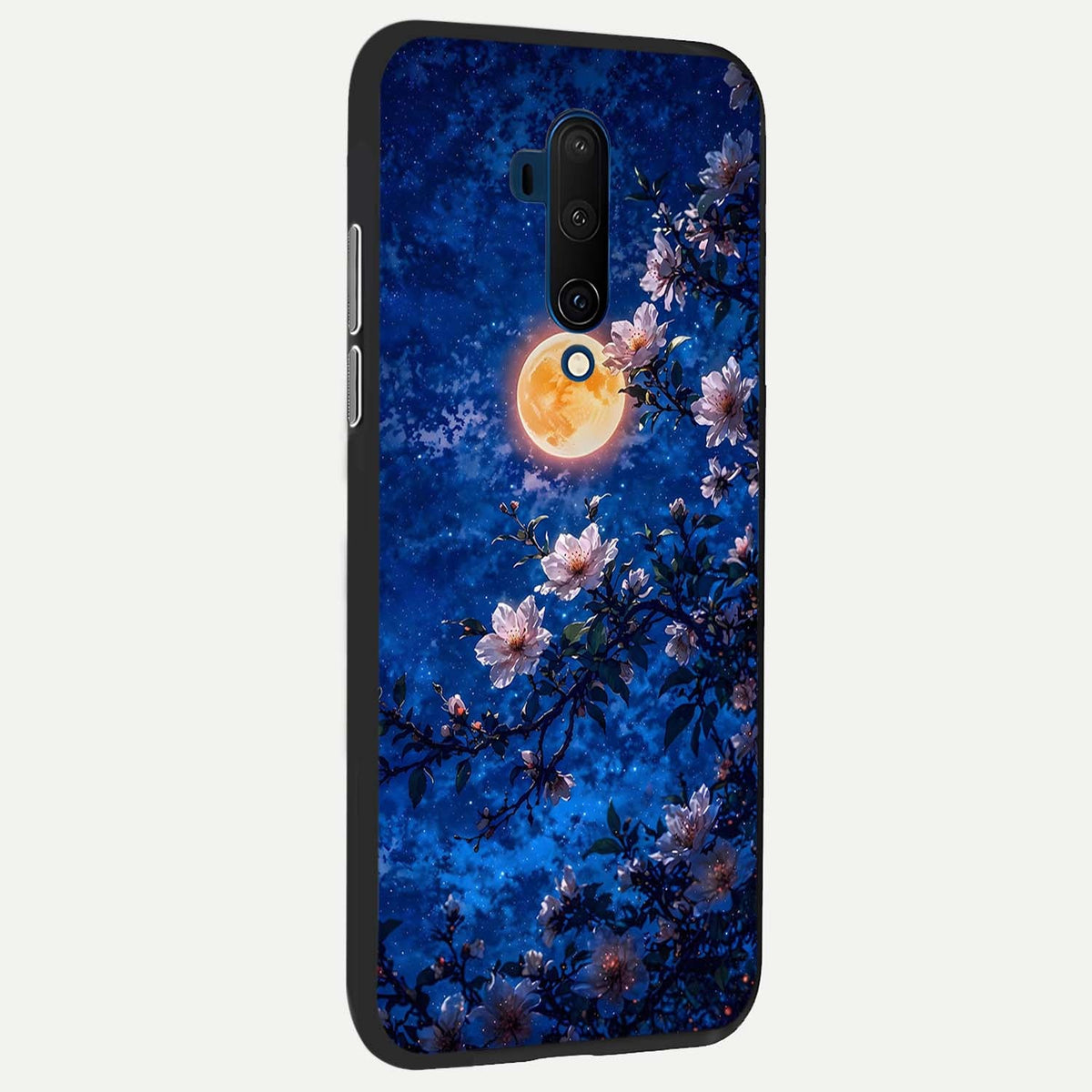  Moonlit Blossoms Night back cover For OnePlus 7T Pro slim fit glass case with vibrant aesthetic design