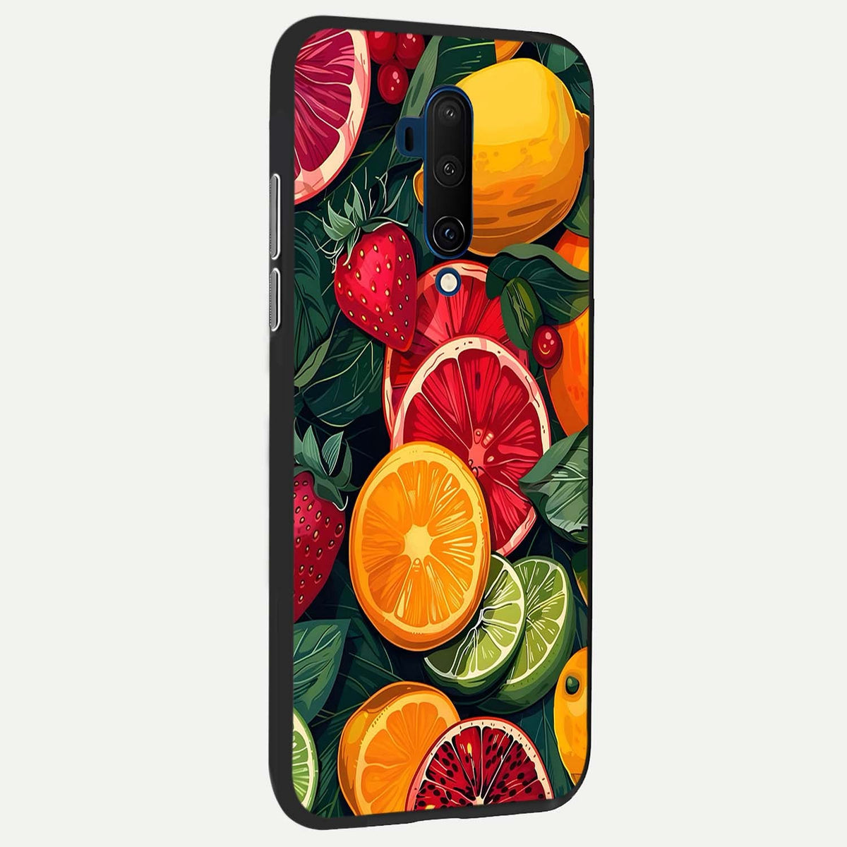 Multiple Fruits back cover For OnePlus 7T Pro slim fit glass case with vibrant aesthetic design