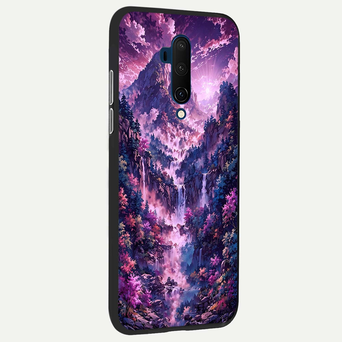  Mystic Cascade Peaks back cover For OnePlus 7T Pro slim fit glass case with vibrant aesthetic design
