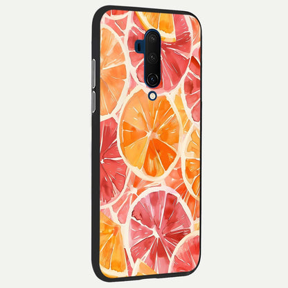  Orange Fruits Pattern back cover For OnePlus 7T Pro slim fit glass case with vibrant aesthetic design