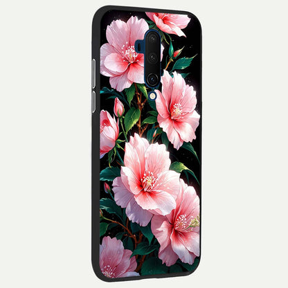  Peach Flower back cover For OnePlus 7T Pro slim fit glass case with vibrant aesthetic design
