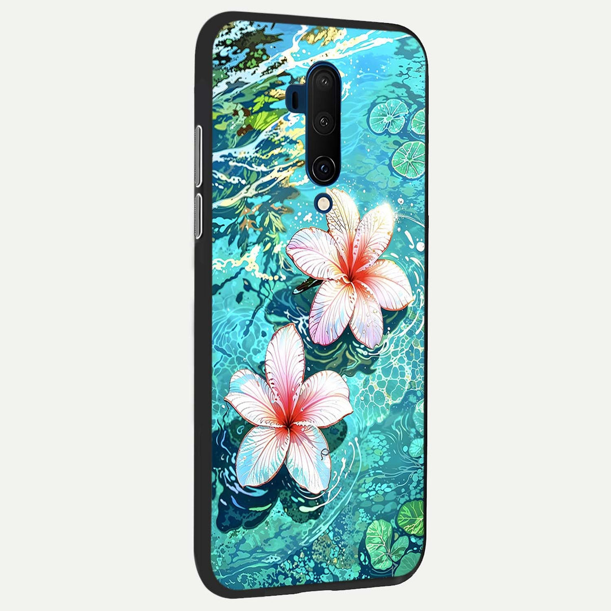  Pink Flowers in Water back cover For OnePlus 7T Pro slim fit glass case with vibrant aesthetic design