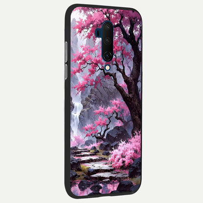  Pink Sunflower Glow back cover For OnePlus 7T Pro slim fit glass case with vibrant aesthetic design