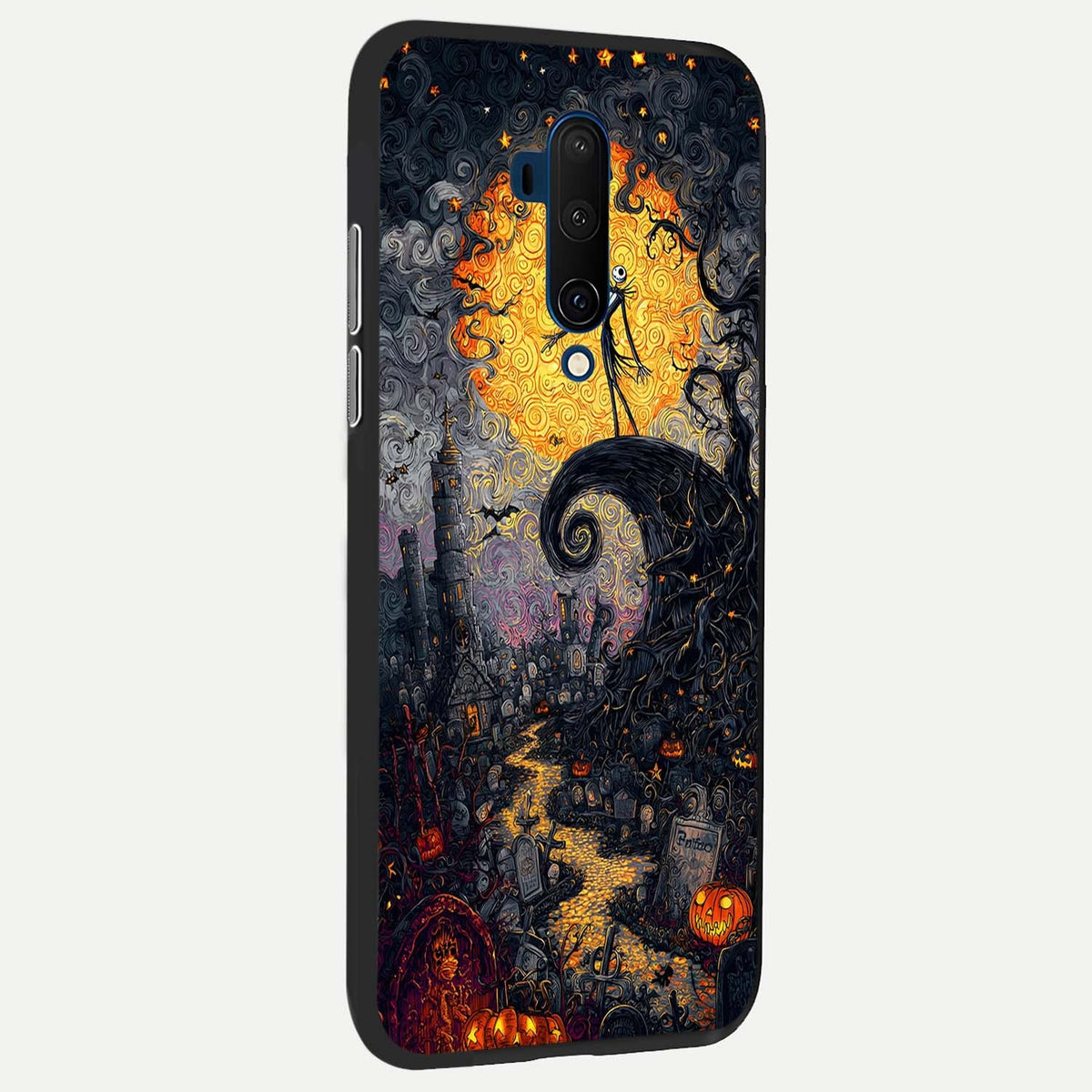  Pumpkin Moon Night back cover For OnePlus 7T Pro slim fit glass case with vibrant aesthetic design