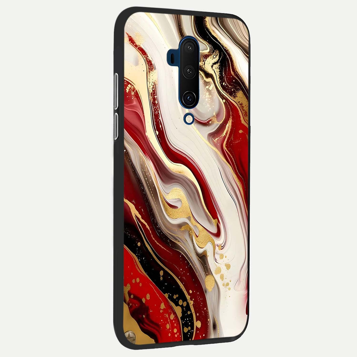  Red And White Marble back cover For OnePlus 7T Pro slim fit glass case with vibrant aesthetic design