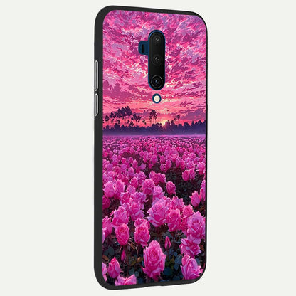  Rose Sunset Valley back cover For OnePlus 7T Pro slim fit glass case with vibrant aesthetic design