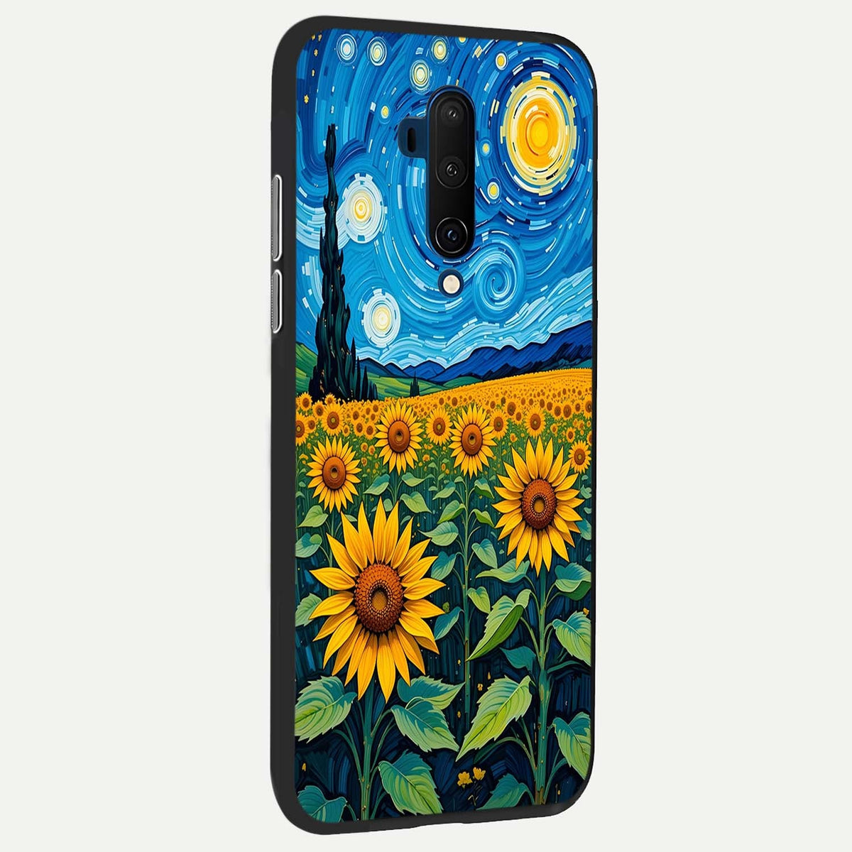  Starry Sunflower Dreams back cover For OnePlus 7T Pro slim fit glass case with vibrant aesthetic design