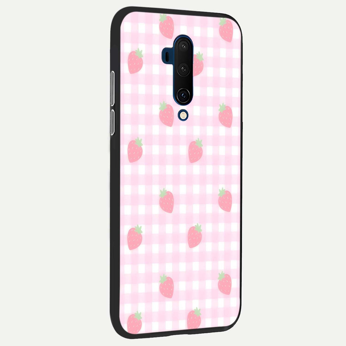  Strawberry Picnic Love back cover For OnePlus 7T Pro slim fit glass case with vibrant aesthetic design