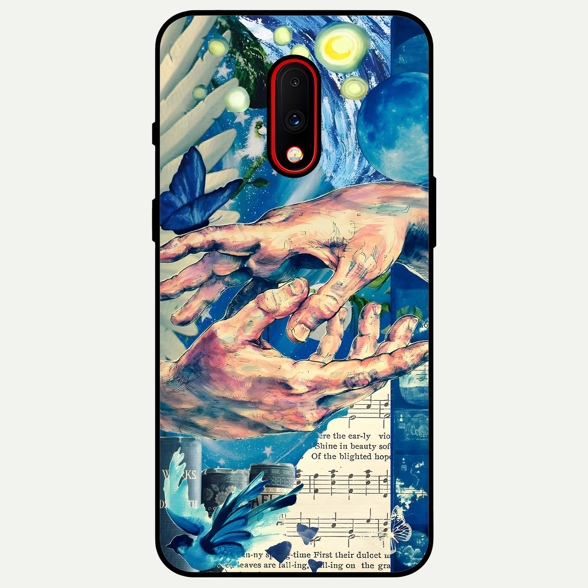  Aesthetic Divider Glass Case For OnePlus 7 back cover – full design glossy printed glass finish