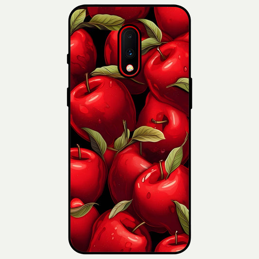  Apple Pattern Glass Case For OnePlus 7 back cover – full design glossy printed glass finish
