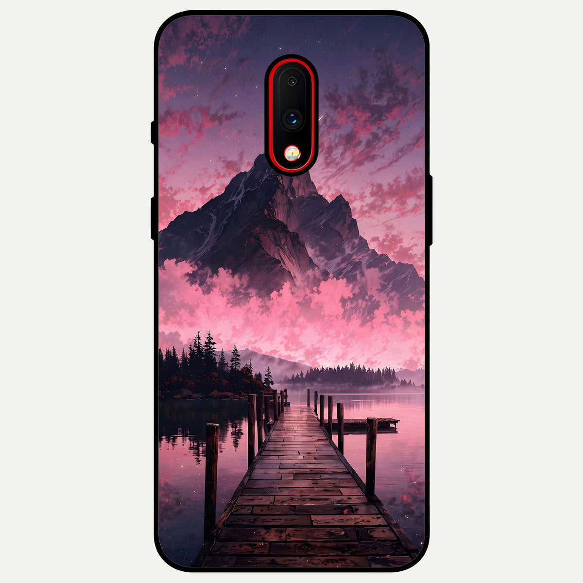  Beautiful Mountain View Glass Case For OnePlus 7 back cover – full design glossy printed glass finish