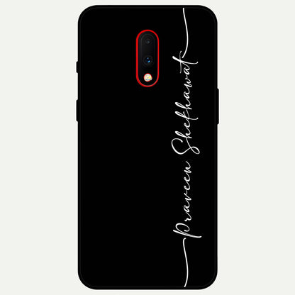  Black Tune Custom Name Glass Case For OnePlus 7 back cover – full design glossy printed glass finish