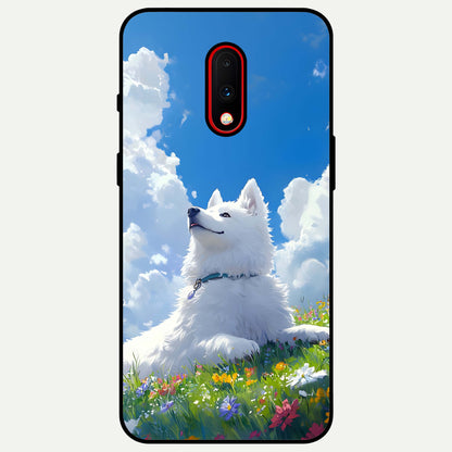  Blissful Cloud Pup Glass Case For OnePlus 7 back cover – full design glossy printed glass finish