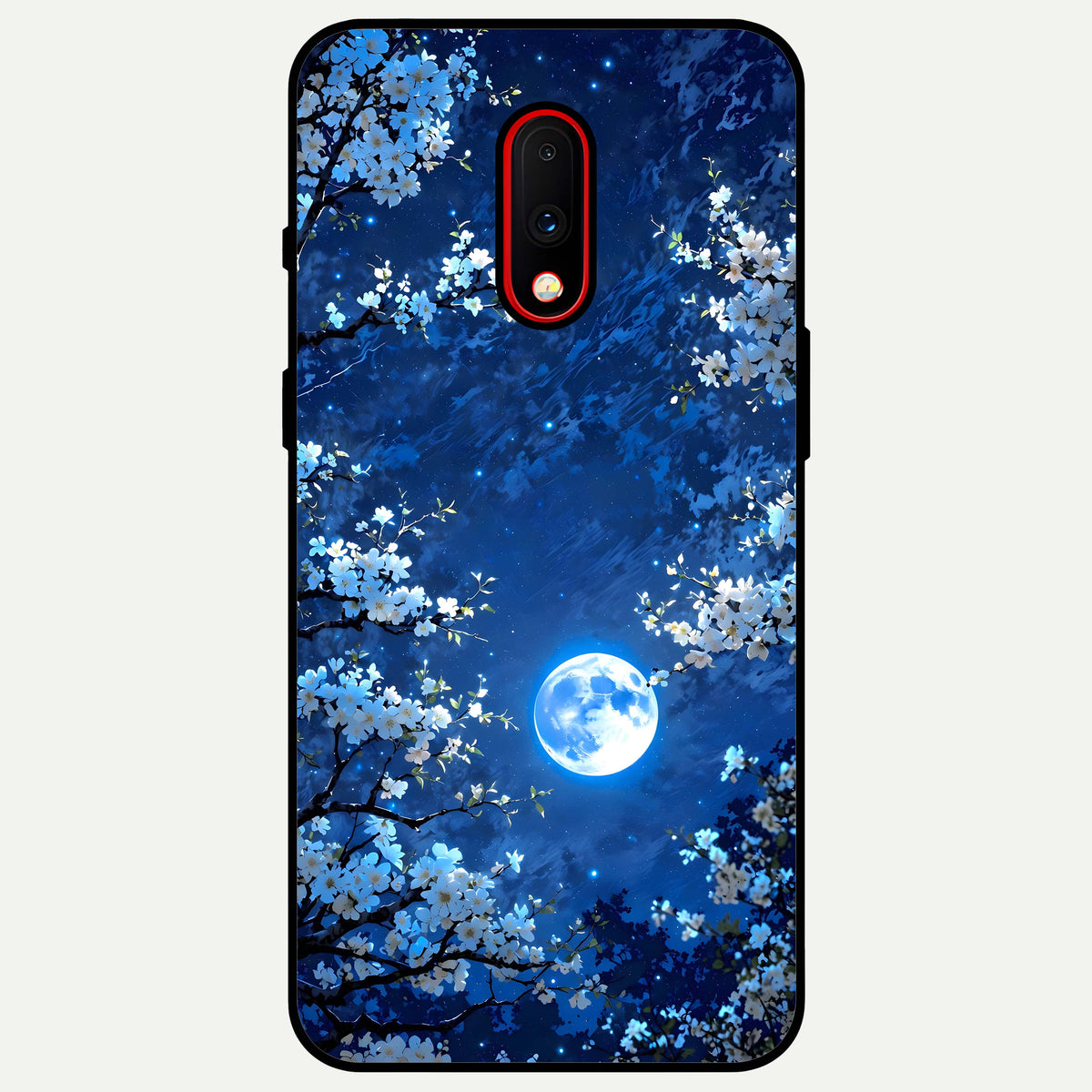 Blossom Moonlight Sky Glass Case For OnePlus 7 back cover – full design glossy printed glass finish