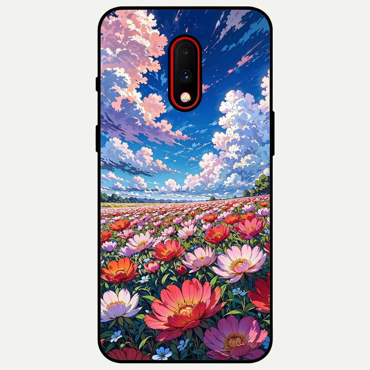  Blossom Sky Field Glass Case For OnePlus 7 back cover – full design glossy printed glass finish