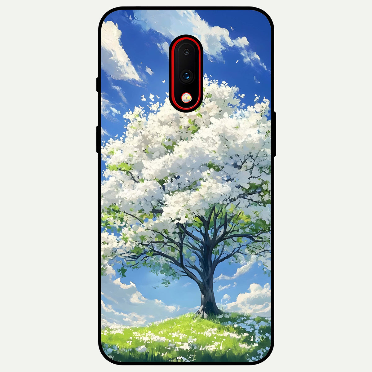  Blossom Sky Serenity Glass Case For OnePlus 7 back cover – full design glossy printed glass finish