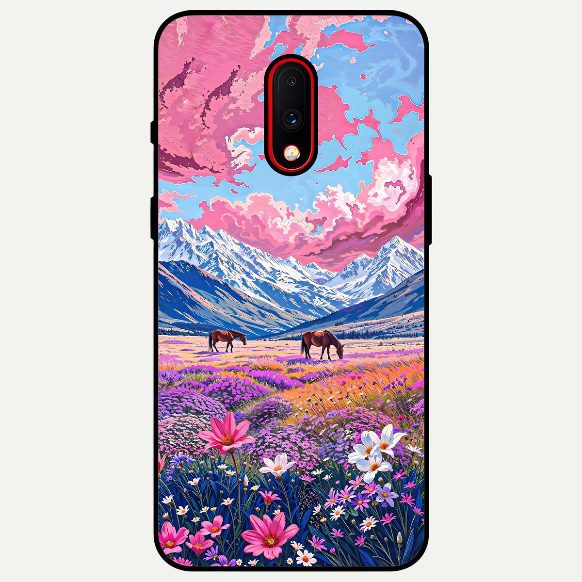  Blossom Valley Dream Glass Case For OnePlus 7 back cover – full design glossy printed glass finish