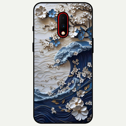  Blossom Wave Art Glass Case For OnePlus 7 back cover – full design glossy printed glass finish